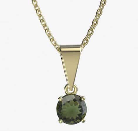 holding moldavite necklace