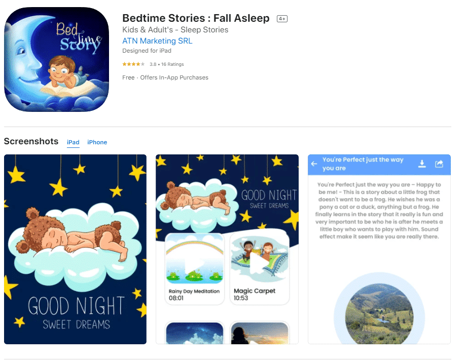 bedtime therapy apps with background music