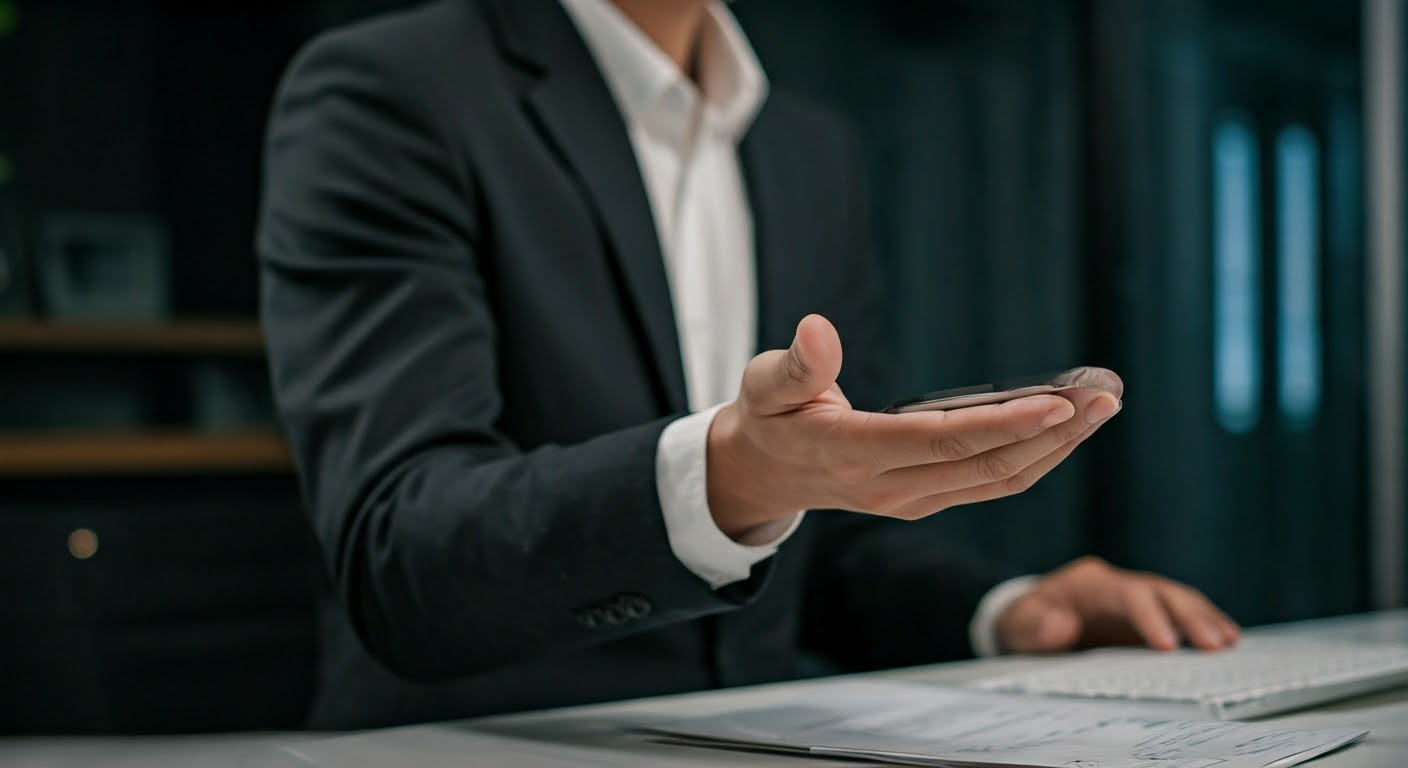 Close-up of hands on translation software interface