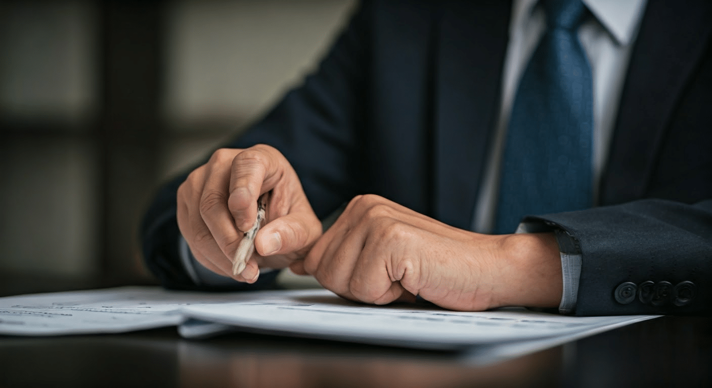 Close-up view of hands working on translation