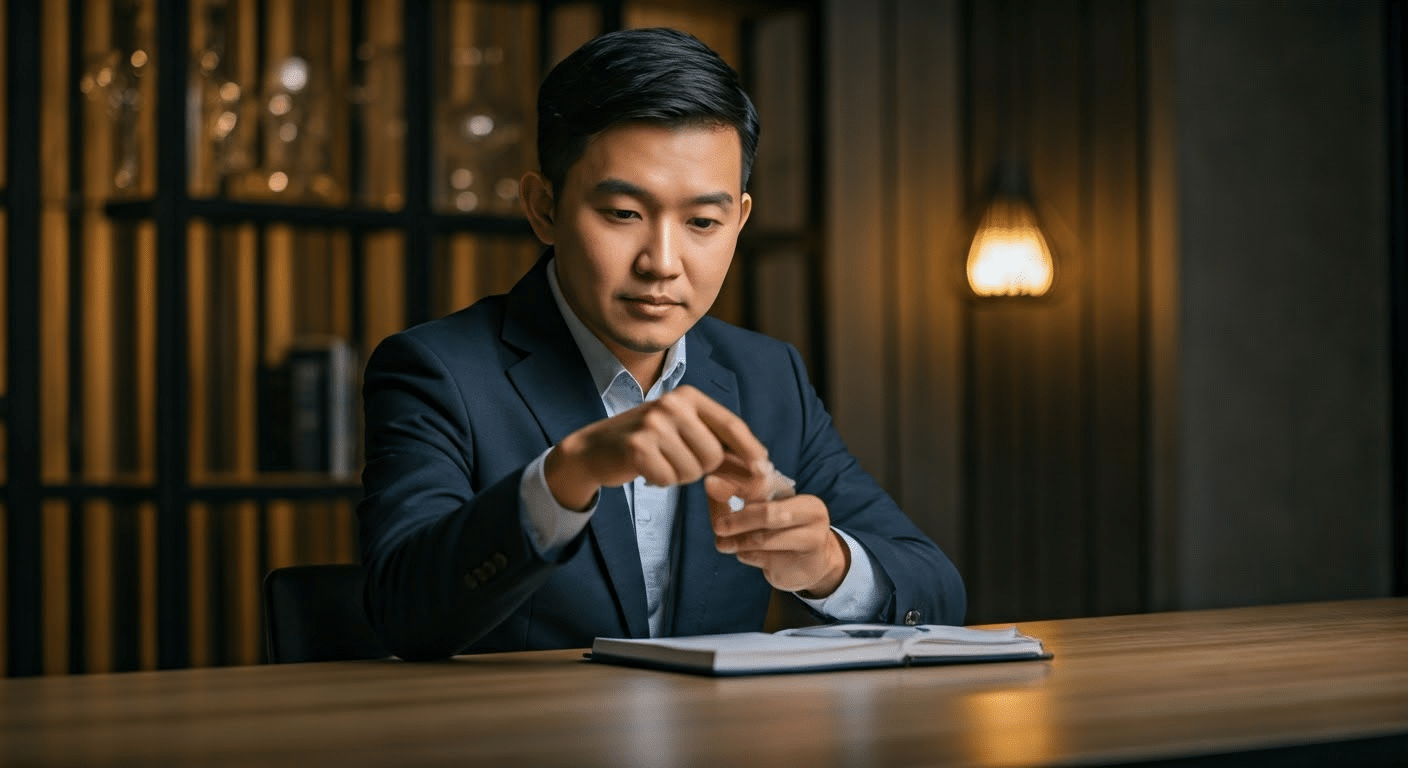 Hands using translation software on a tablet