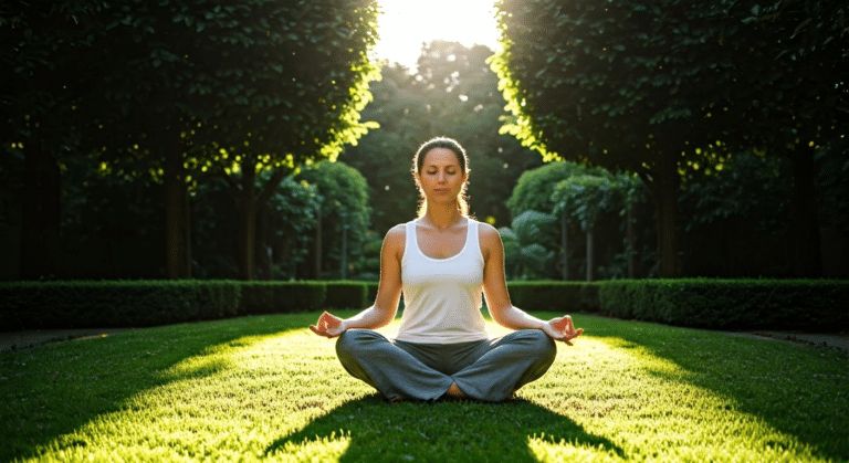 Mindfulness Meditation For Anxiety - A woman practicing mindfulness meditation in a tranquil garden setting
