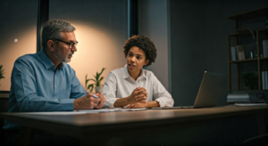 Portuguese To English - Professional explaining translation in modern office